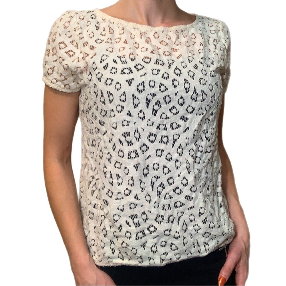 Cream lace top XS LOFT